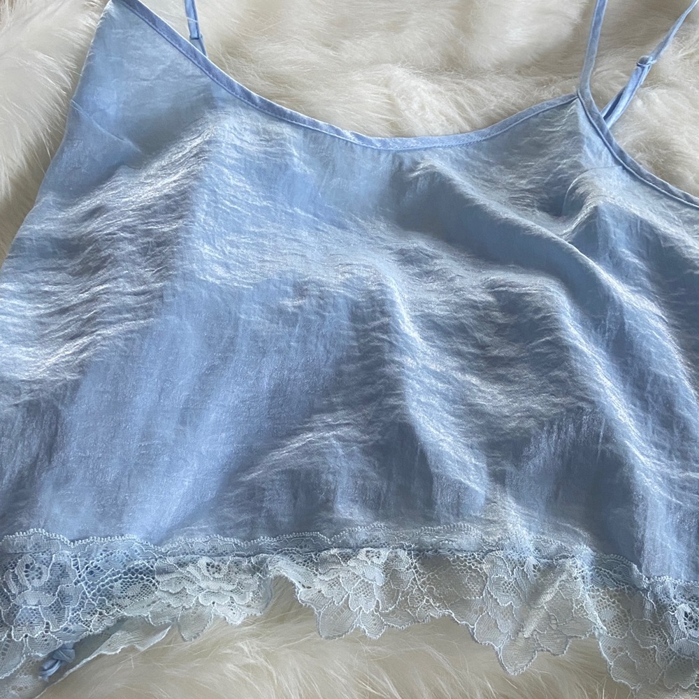 In Bloom Sky Blue Cami with Lace Detail